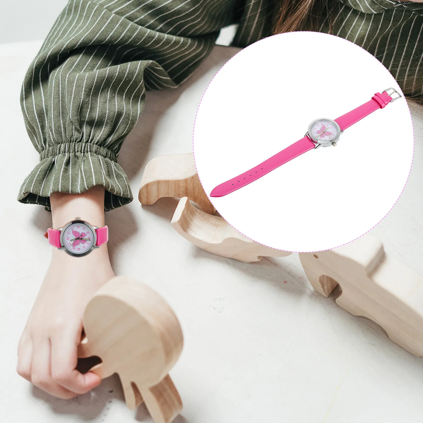 

Светящиеся часы с узором в виде бабочек, красочный циферблат, прочный сплав, материал из полиуретана, легко читаемые часы, прекрасный подарок