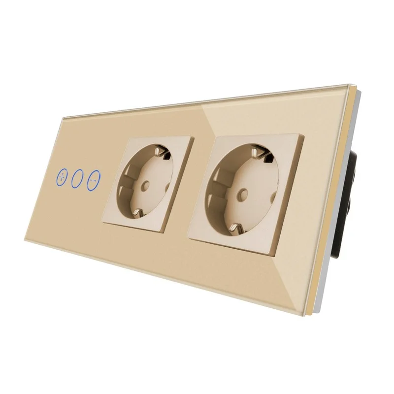 Imagem -04 - Bingoelec 3gang 1way Dimmer Led Interruptores de Luz com Padrão da ue Parede Dupla Soquetes de Parede Cristal Regulável Interruptores de Toque