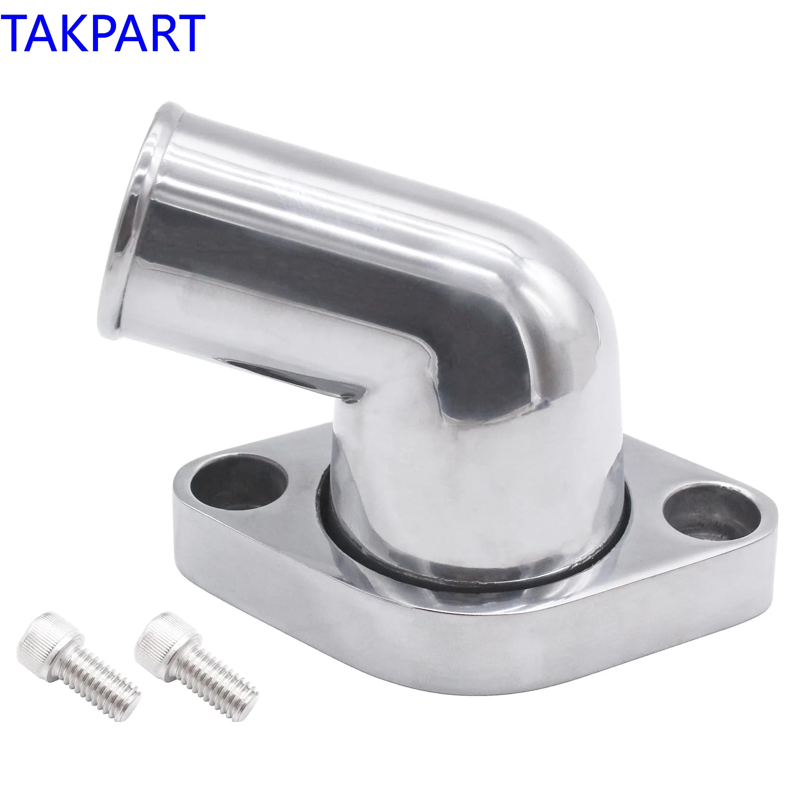 TAKPART SBC BBC Polished Aluminum 15 degree Swivel Water Neck Fits SB BB Chevy 327 350 454 396