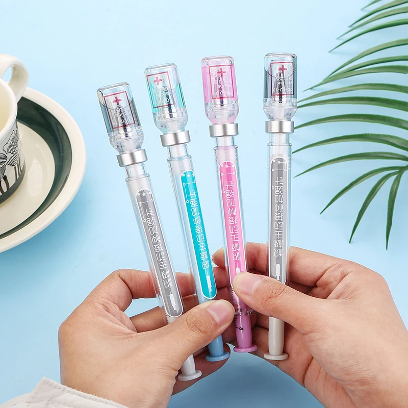 

1Pc Creative Syringe Modelling Neutral Pen Gel Signature Pens Students Nurse Gift Black Water Kawaii Student Stationery