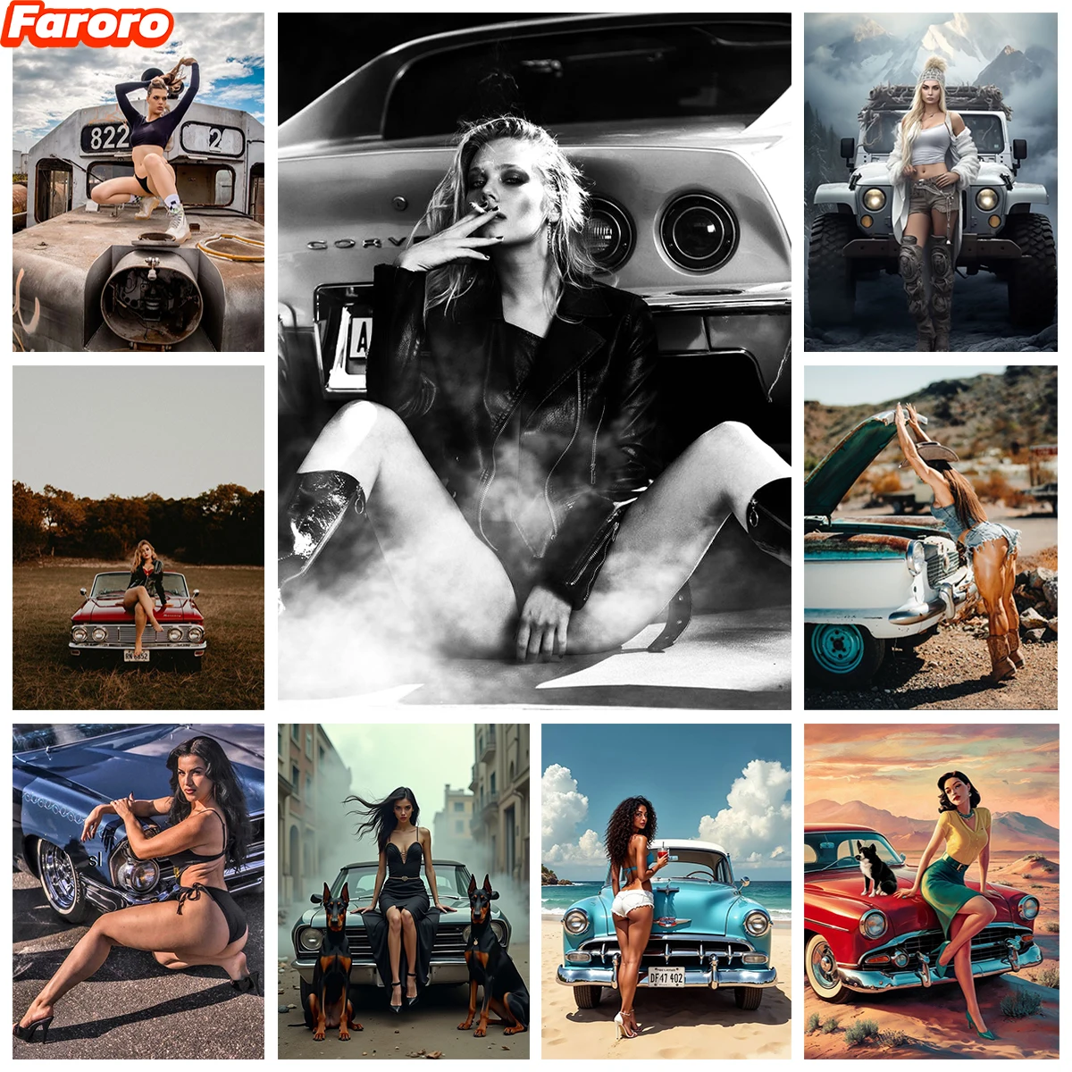 

Cars and Sexy Women 5D Diamond Painting Car Poster Full Gem Embroidery Simple Handmade Home Wall Decor