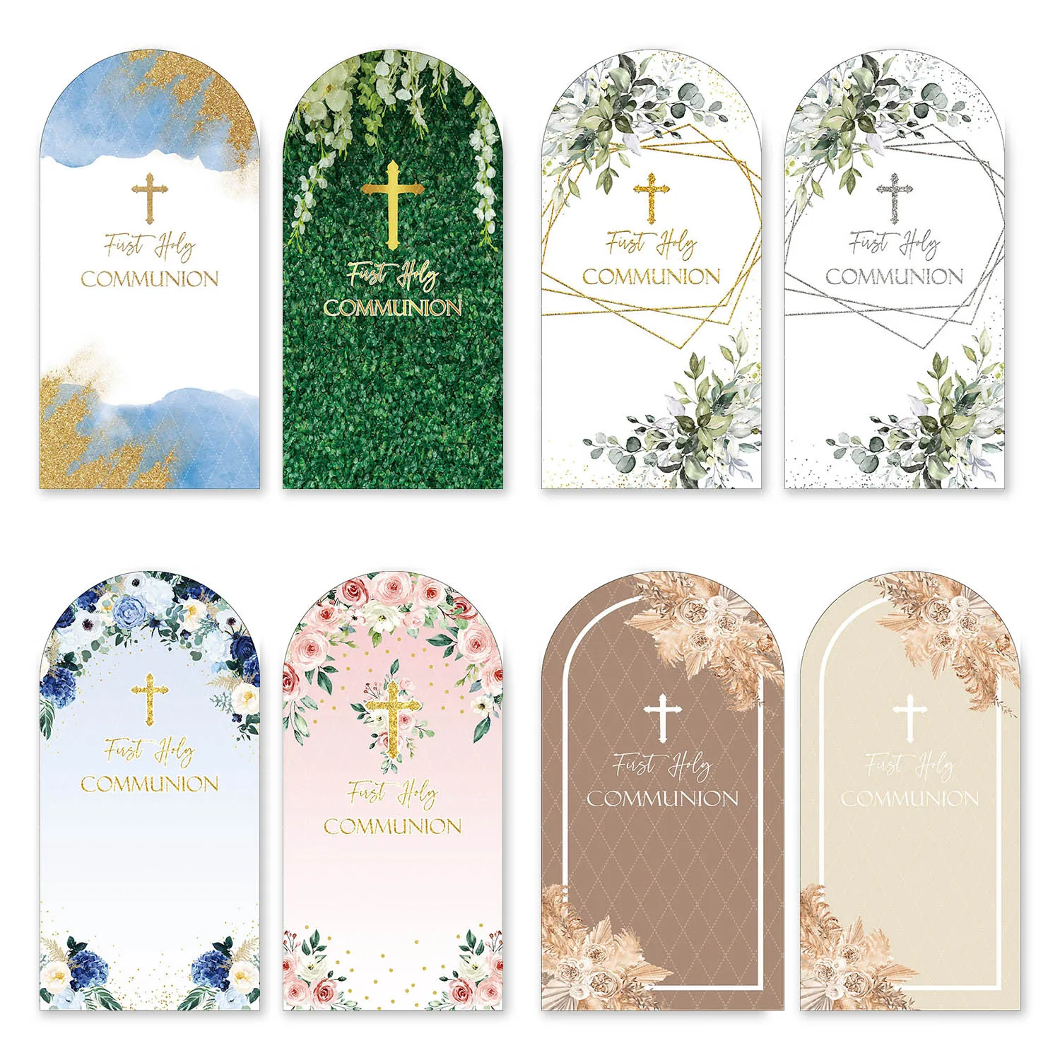 

Mehofond First Holy Communion Arch Backdrop Cover Kids 1st Party God Bless Greenery Flower Decor Arched Chiara Wall Background