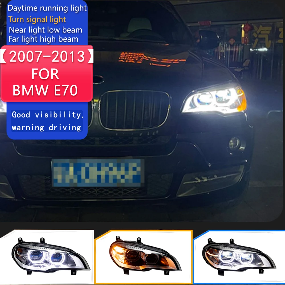 

Car For BMW E70 2007-2013 Headlights DRL Hella 12V H7 LED Bi Xenon Bulbs Fog Light Tools 2 PCS Angel Eye X5 Cars Accessories