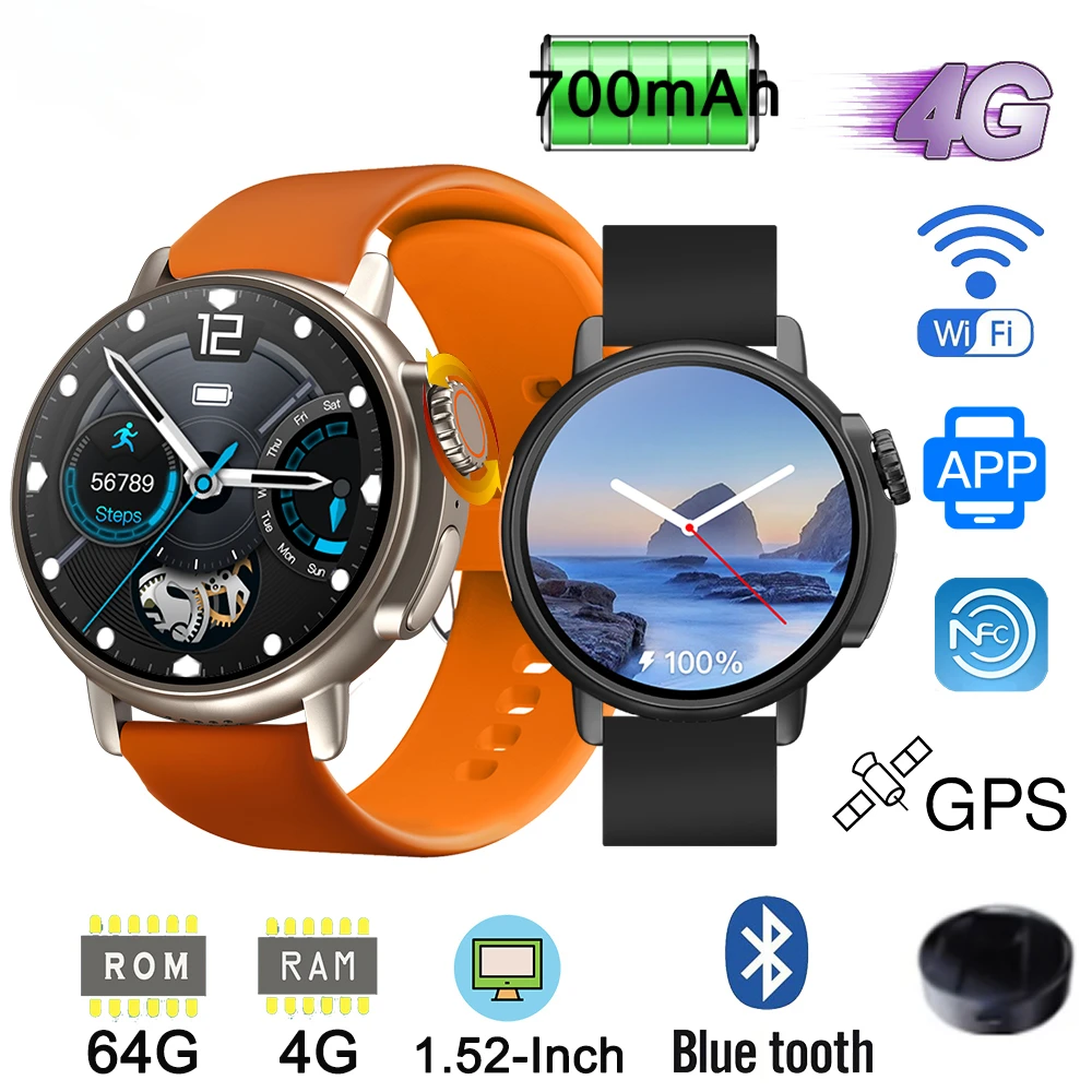 

X800 Ultra Women RAM 4GB ROM 64GB K8 4G Call GPS Smart Watches NFC Wifi Sport Men Sim Card Camera Smartwatch smart watch men