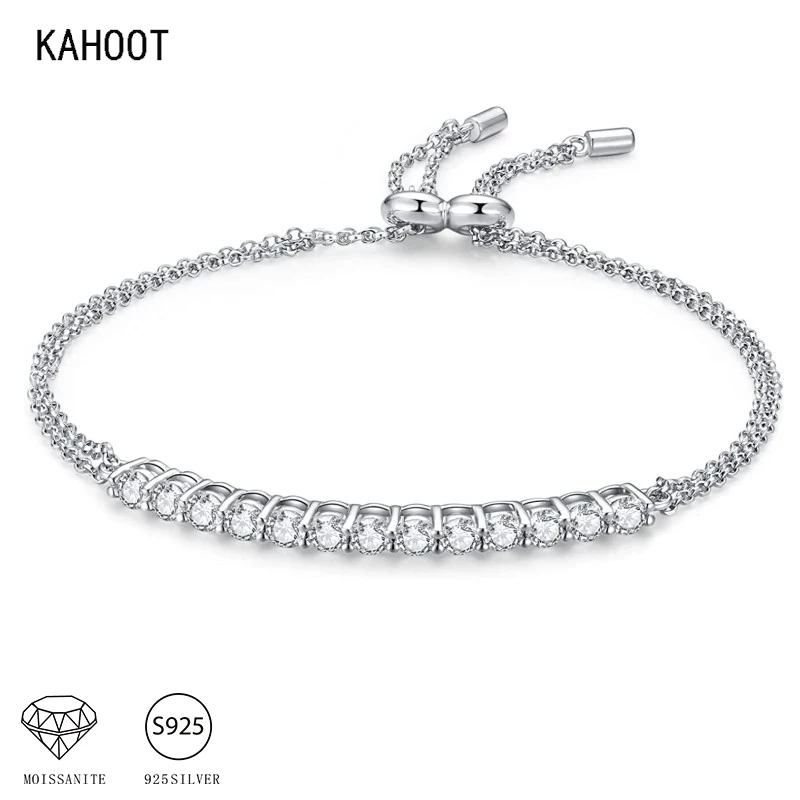 925 Sterling Silver Moissanite 1.3 Carat Bracelet Decoration Casual Fashion Light Luxury Niche Advanced Design Sense for Ladies