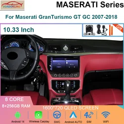 8+256GB Android 14 Car Radio For Maserati GranTurismo GT GC 2007-2018 10.33Inch Multimedia Auto Stereo GPS Navigation Carplay 4G