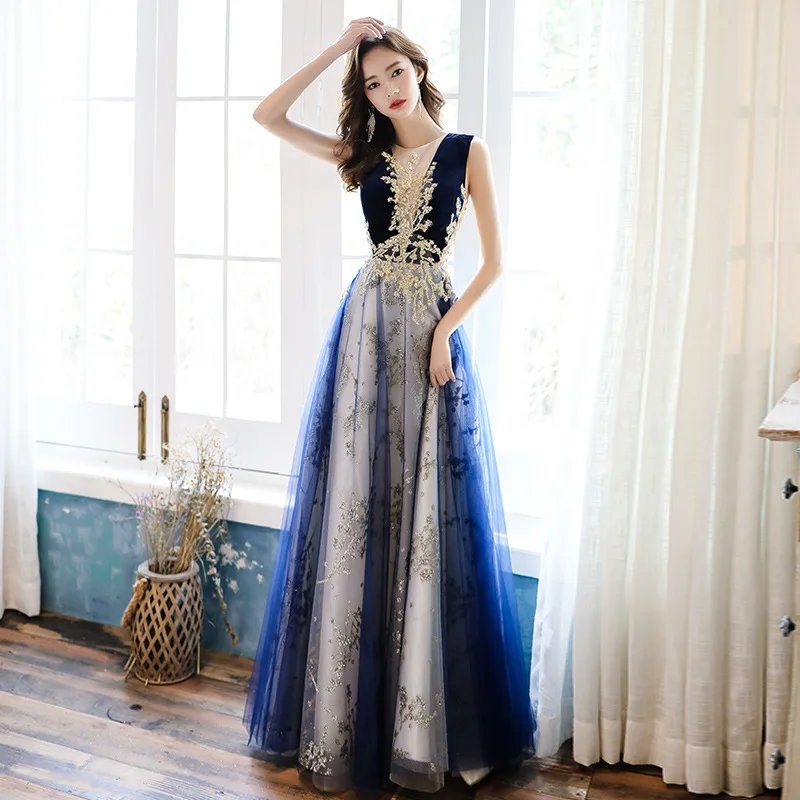 

Prom Gowns 2024 Spring New Temperament O-Neck Sleeveless Applique Tulle Evening Dresses Exquisite Retro A-line Quinceanera Dress