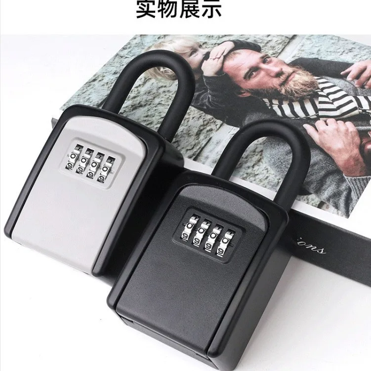 Zinc Alloy Hook Key Box 4 Digit Combination Password Safe Weatherproof Key Safe Security Storage Box
