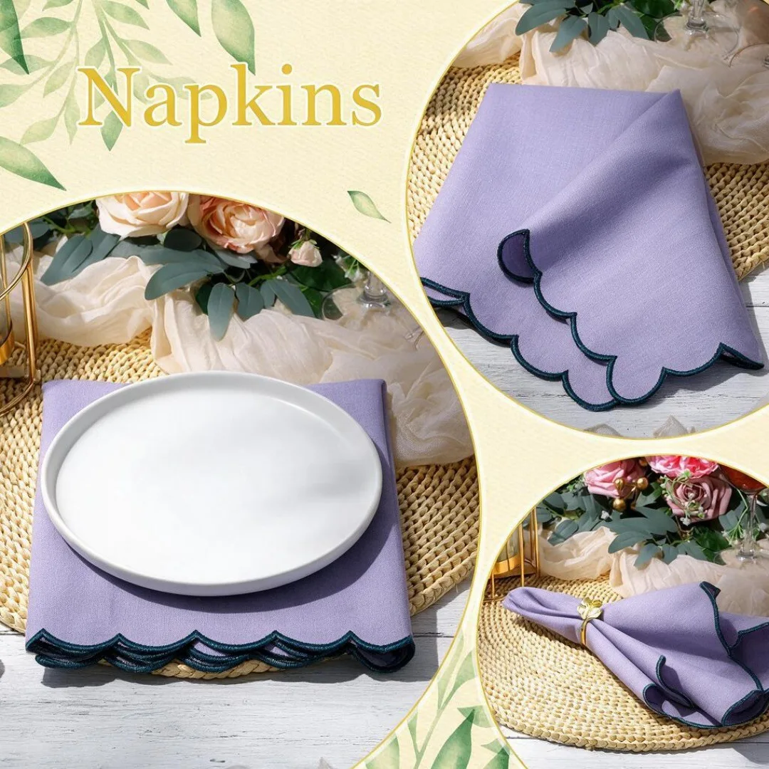 10pcs Vintage Embroidered Cotton-Linen Napkin – Handkerchief Style Placemat for Western Dining, Café & Restaurant Table Decor