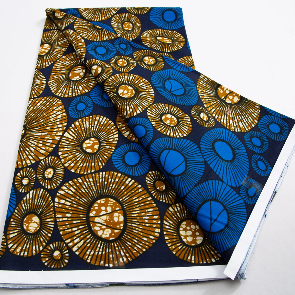 Guaranteed Veritable Ankara Wax Fabric African Pagne Wax Fabric Block Print 100% Cotton Ghana Style Tissu For Women Dress Sewing