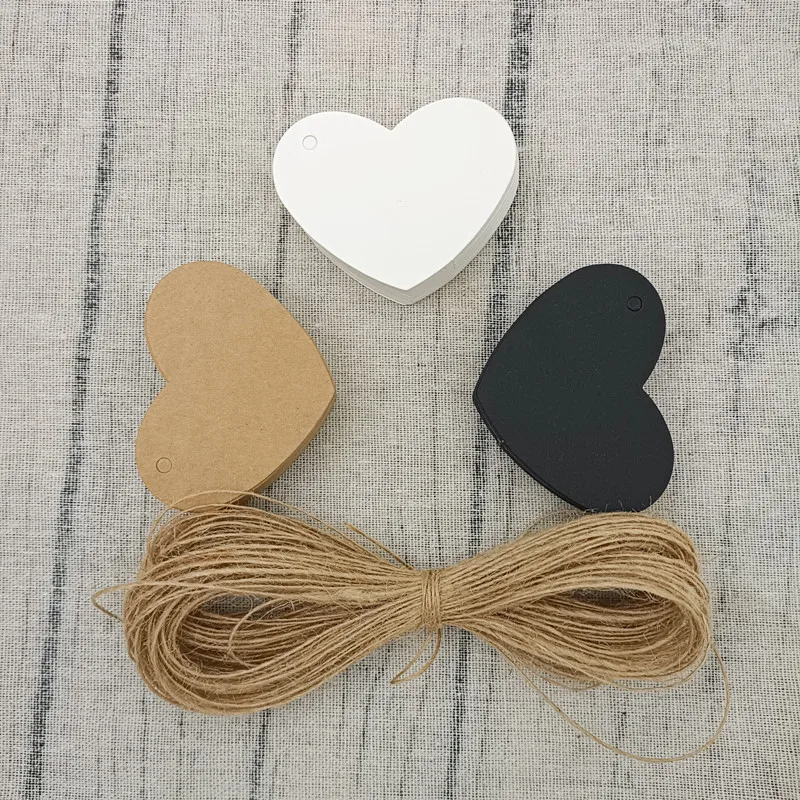ป้ายแขวนทำด้วยมือรูปหัวใจแท็กของขวัญของชำร่วยแต่งงานสีขาวดำน้ำตาลดำฉลากเครื่องประดับเสื้อผ้าสินค้าสำหรับงานเลี้ยง6.5x6cm