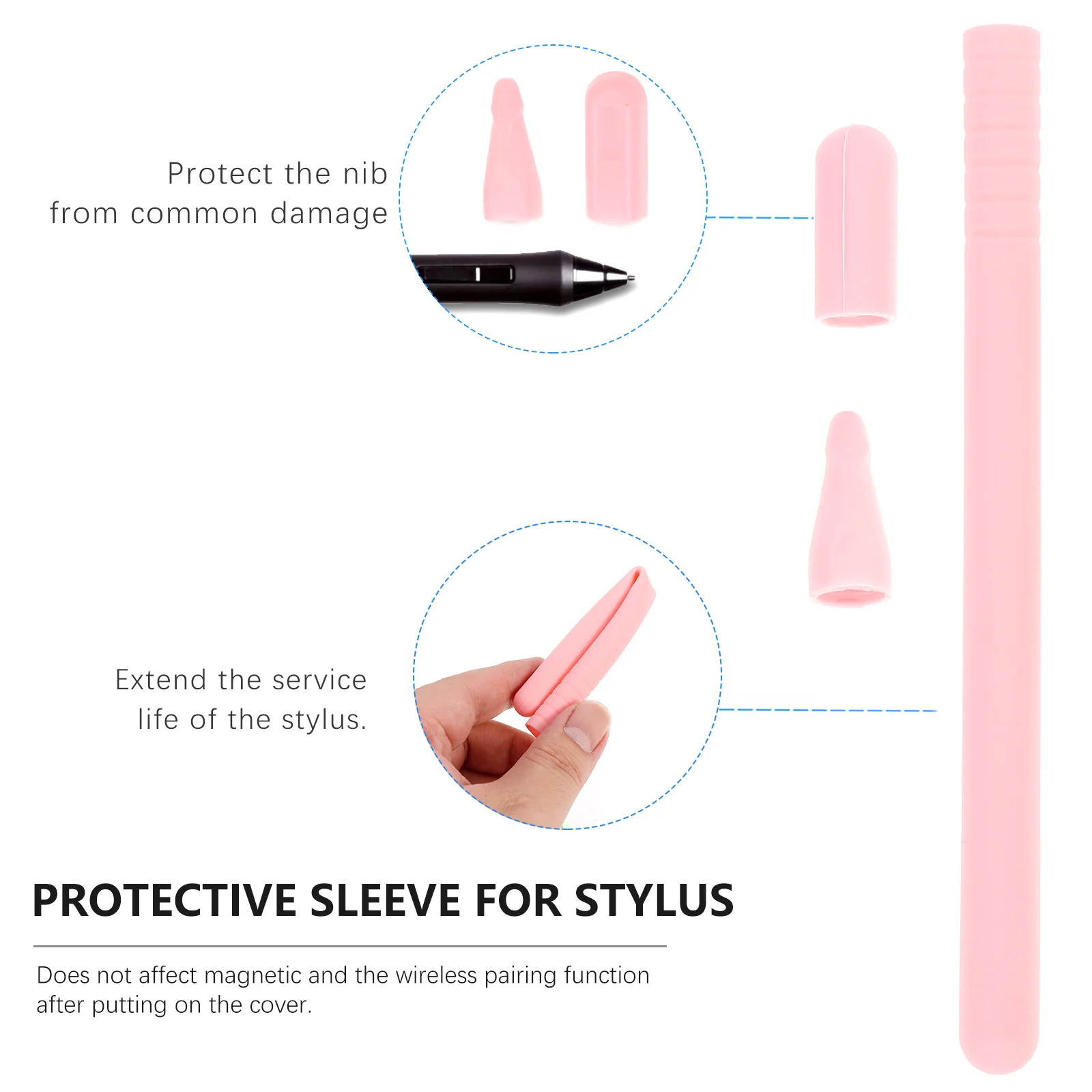 2 Sets Silicone Pen Case Silica Gel Stylus Holder Sleeve