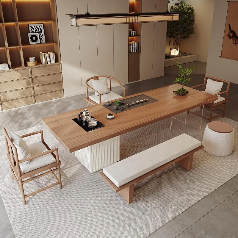 Wind Solid Wood Tea Table and Chair Combination New Chinese Modern Simple Light Luxury Tea Table Tea Table Tea Room
