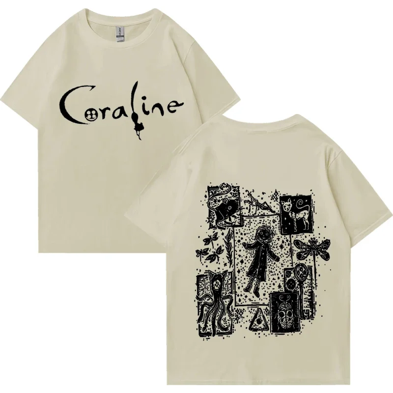 Coraline Movie Graphics vintage T shirt 2024 Mężczyźni Kobiety Moda vintage streetwear koszulka unisex z krótkim rękawem