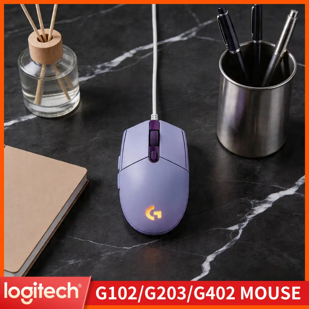 Logitech G203 LIGHTSYNC Mouse Gaming Wired 8000 DPI Sensor RGB Sync 6 Buttons Mechanical Tensioning 2.1m Cable Comfortable