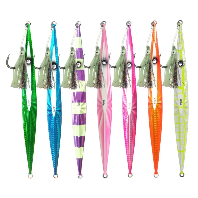 

2pcs AS Fast Jig Fishing Lure Metal Bait 600g Vertical Angler Hooks Sinking Speed Glow Jigging Tuna Hard Bait Tackle