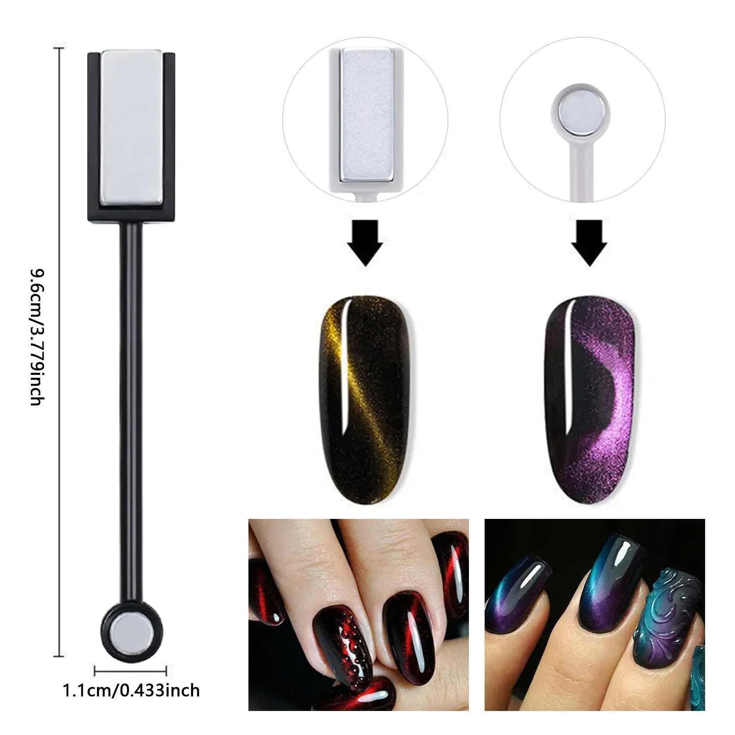 7Pcs/Set Cat Eye Magnet Tools Single Double Head Stick Curved Line Strip 3D Designs For Polish Gel Nail Art Decor Manicure tools