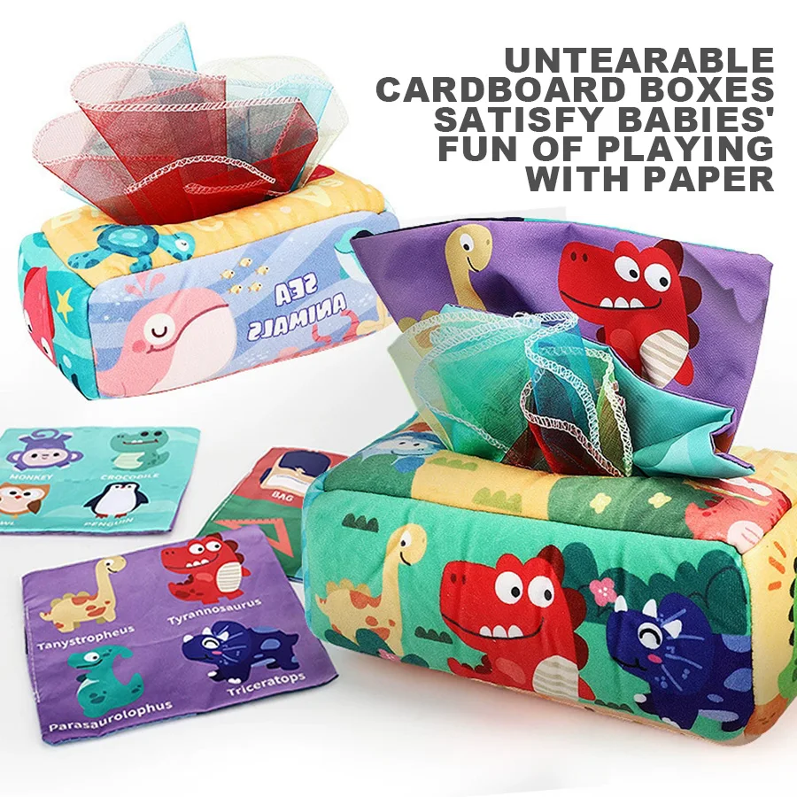 Baby Papieren Mand Speelgoed Scheurbestendig Tissue Box Oefening Baby's Fijne Vinger Bewegingen Zachte Zijden Sjaal Lade Box Baby Cadeau