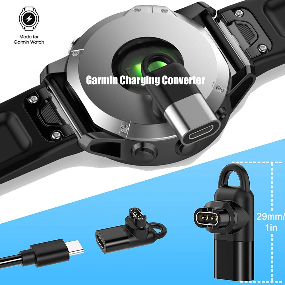 Fêmea para 4Pin relógio carregador conversor adaptador, tipo C, Micro USB, IOS, Garmin Fenix 7, 6, 5, instinto 2, Vivoactive 3, 4S, Venu 245