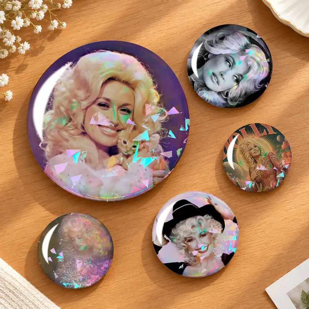 Singer D-Dolly P-Parton Custom Tinplate Round Button Badges Pins Brooches for Clothes Backpack