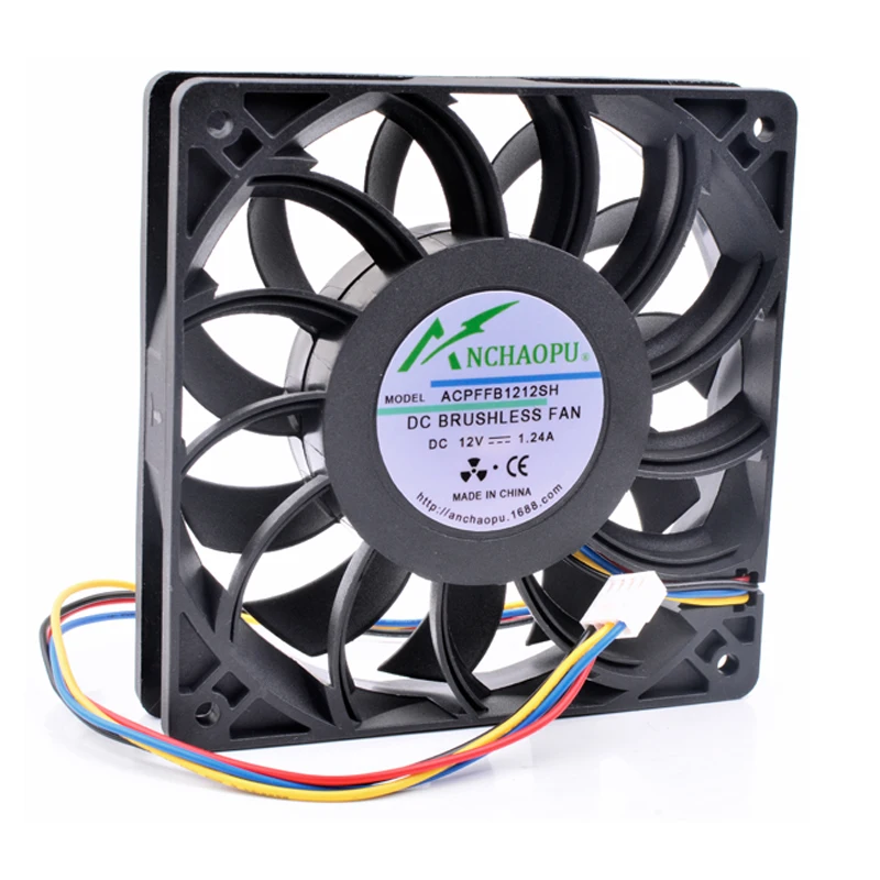 Brand new original ANCHAOPU FFB1212SH 12cm 12025 120mm fan DC12V 1.24A 4 lines pwm high speed server chassis cooling fan