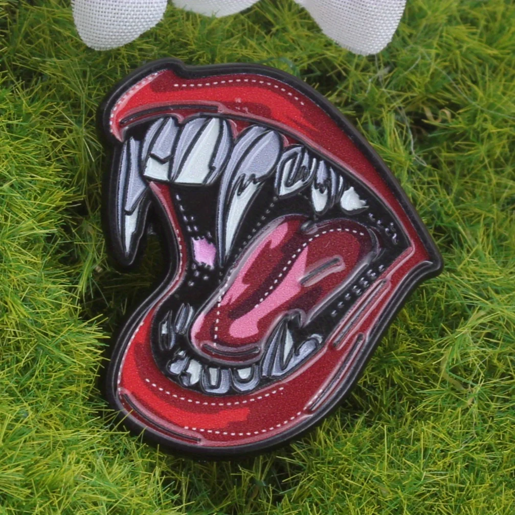 Halloween themed enamel, vampire tusk brooch fun vampire holiday party badge accessories