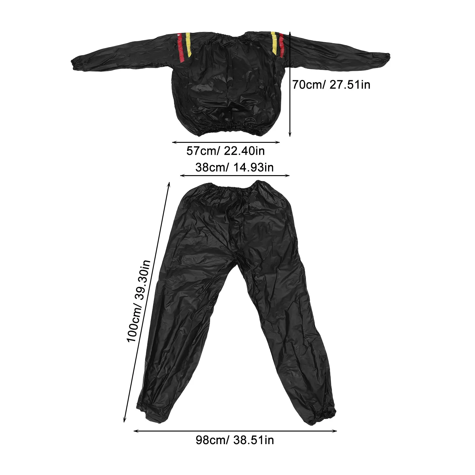 1Set Women Sauna Sweat Suit Set Full Body Fitness Workout Tracksuit Elastic Collar Waist Ankles Black Sweat Clothing for Gym view 5