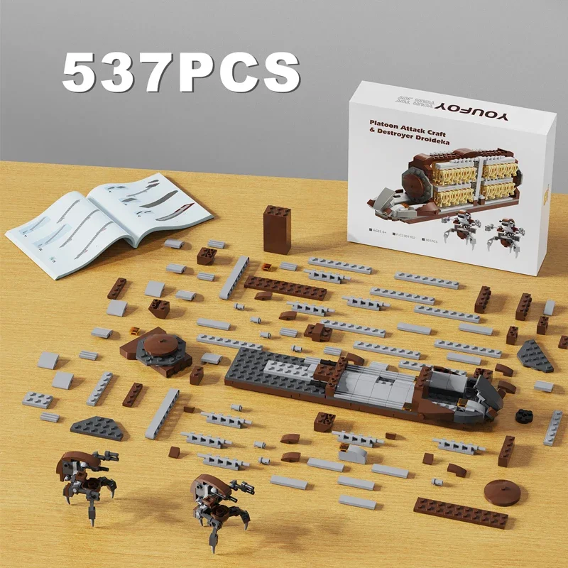 537PCS The Attack Aircraft Destroyer Robots Building Blocks Set with paper Manual  DIY Desktop OrnamentsToys for Christmas Gifts