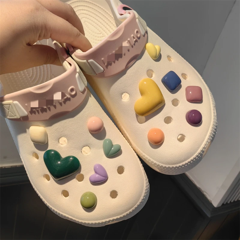 New Transparent Water Ripple Contrast Color Sparkl Geometric Bear Hole Shoe Floral Shoe Buckle Accessories Hole Shoe Decoration