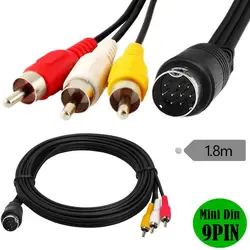 Mini DIN 9Pin S-Video do 3RCA RGB TV Adapter kabla HDTV różnica kolorów kabla S-Terminal lotosu Audio wideo przewód połączeniowy