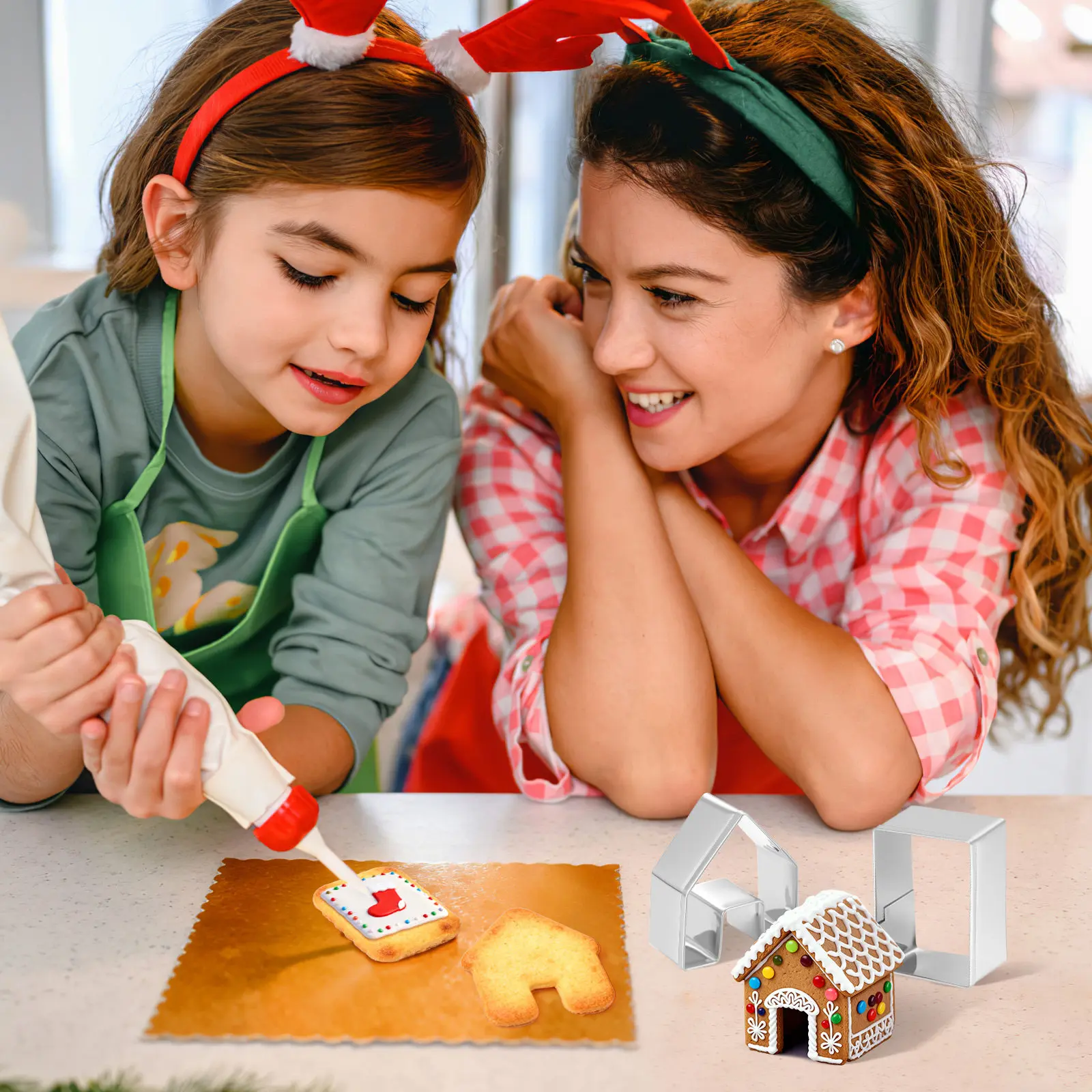 Stainless Steel Cookie Cutter Set 3pcs Mini Gingerbread Molds for Chocolate Biscuits Fondant Cake Decorating
