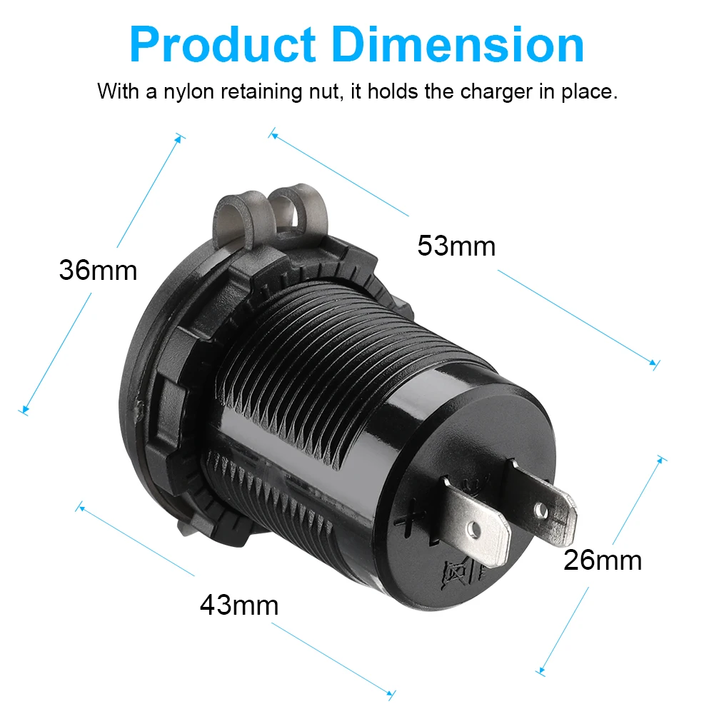 Gadpow 듀얼 USB 시가 라이터 오토바이 충전기, 자동차 오토바이, 12V, 24V, 오토바이 4.2A