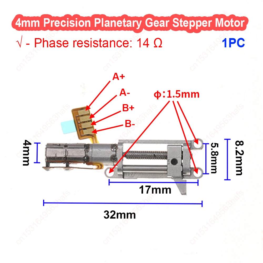 Mini 4mm Planetary Gear Stepper Motor 2-phase 4-wire Stepping Gearbox Motor Linear Screw Metal Slider for Camera