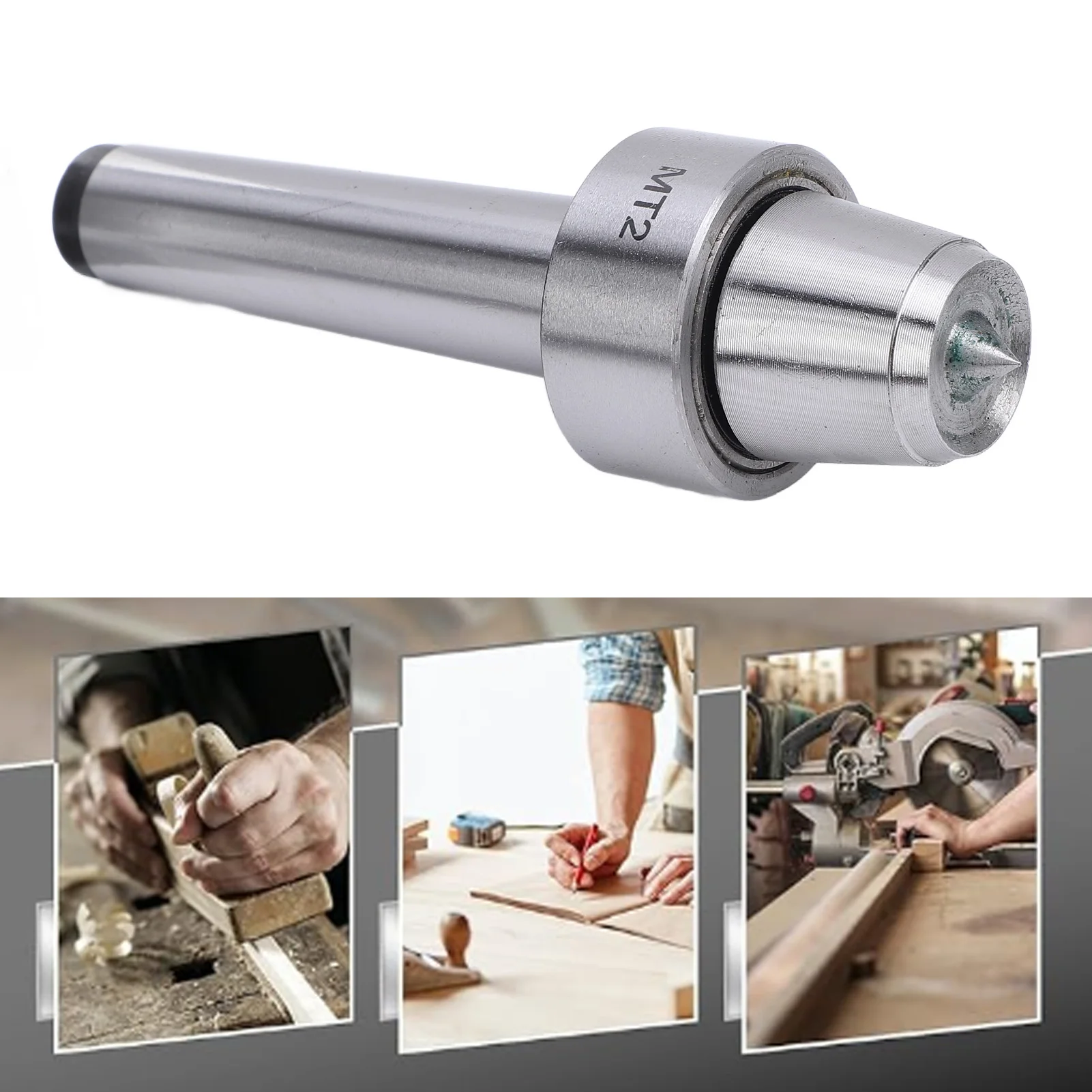 MT2 Live Tailstock Center Cup and Point Tip Stainless Steel Wood Turning Lathe Live Center Cup for Woodworking Metalworking Tool