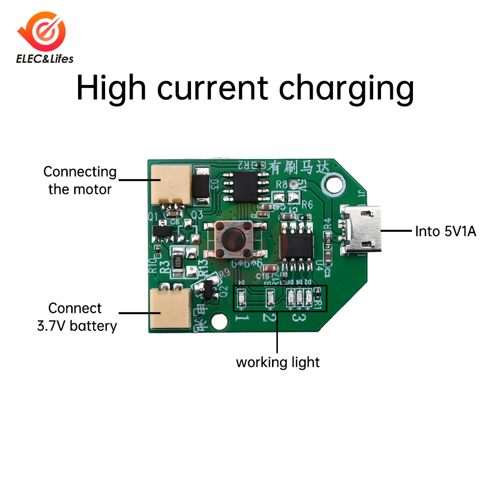 DC 5V 1A DIY Universal Fan Control Board Micro USB/Type-C Charge Fan Control Module Low Voltage Brushed Motor Drive