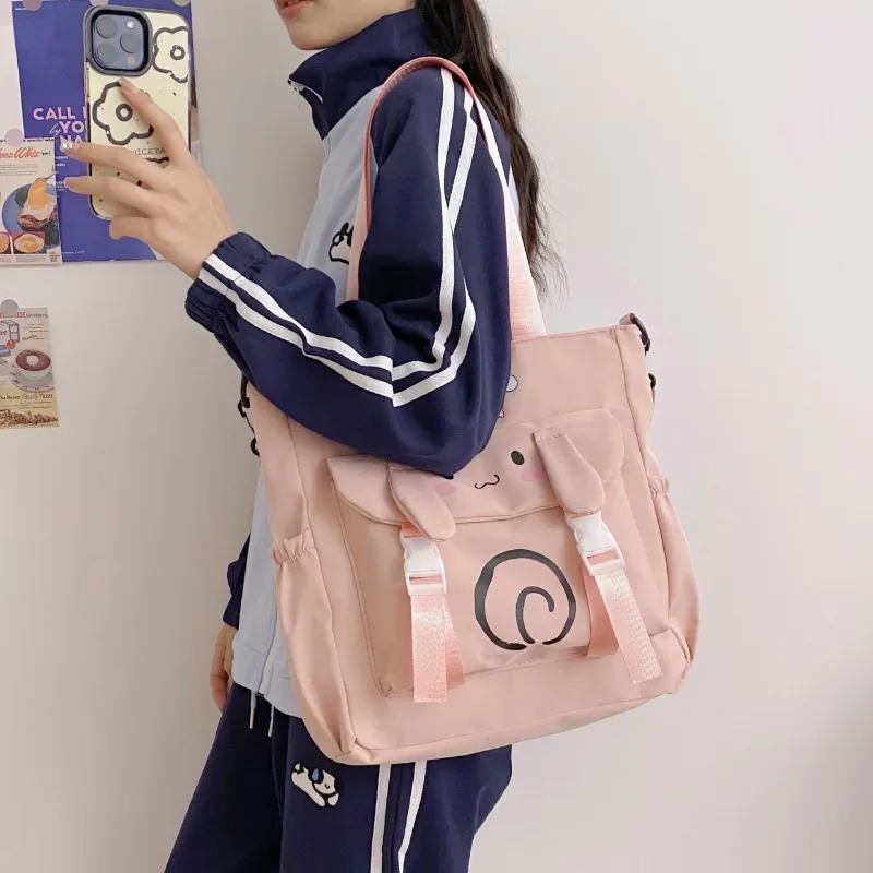 Sanrio Kuromi Cinnamoroll Schouder Draagtas Canvas Crossbody Fashion Handtas Womenr Rugzak Meisje Tieners Hoge Capaciteit Tas