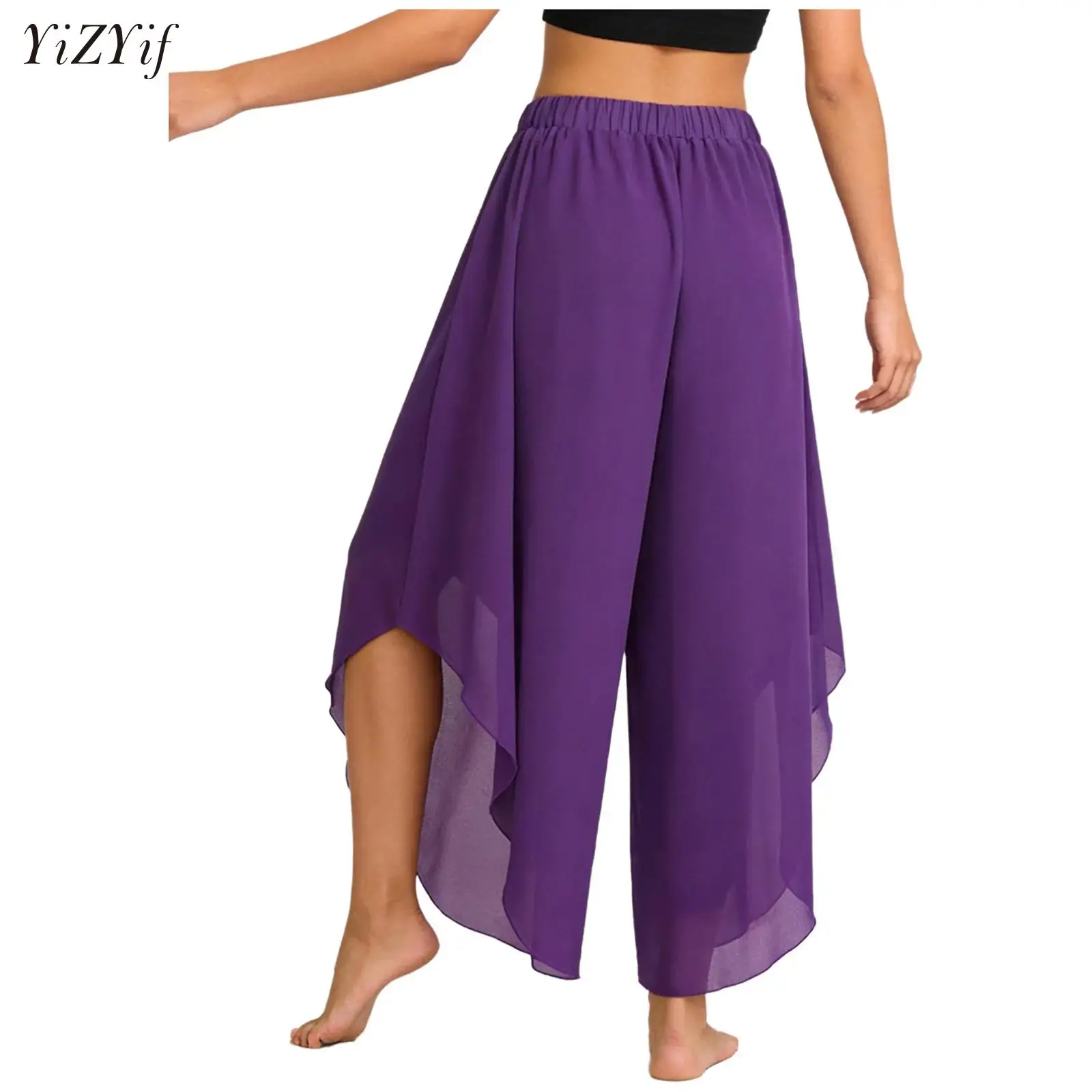 

Женские брюки для лирического танца из шифона, многослойные, свободные, с широкими штанинами, для современного балета, китайского классического танца, повседневная одежда