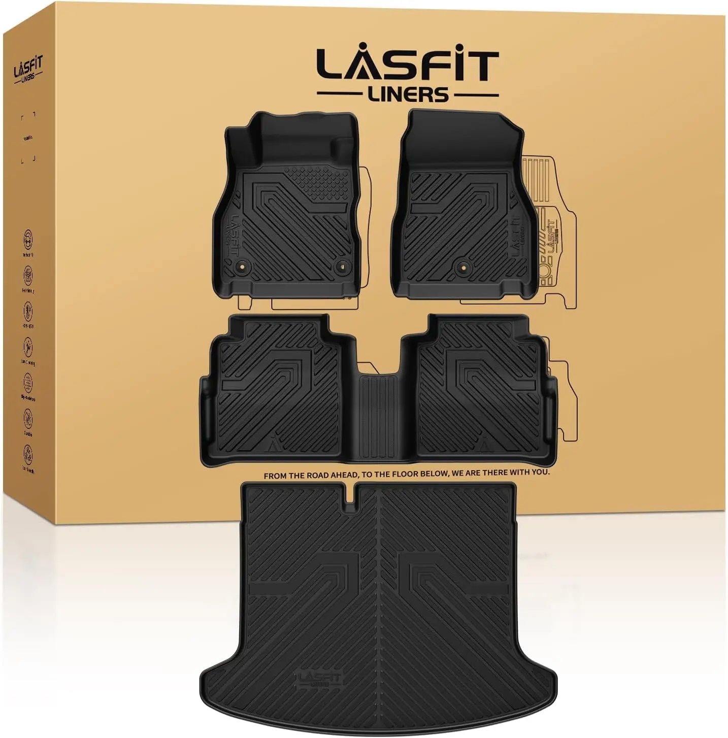 

Custom Fit Floor Mats & Cargo Liner for Nissan Kicks 2018-2024, All Weather TPE Car Mats, Black Full Set