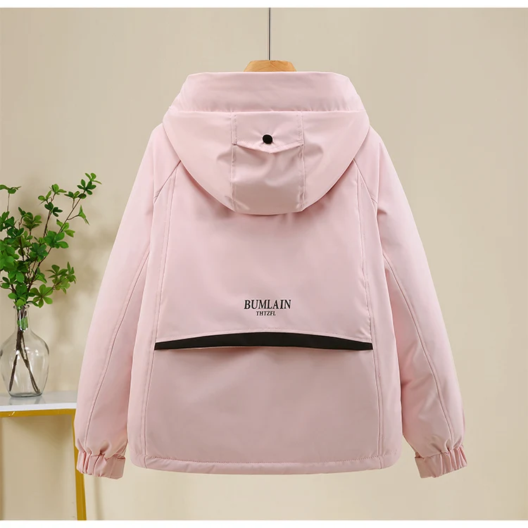 Fashionable Thickened down Cotton Jacket Women's Loose Short Coat Trendy Hooded Zipper Closure  Color Commute Style