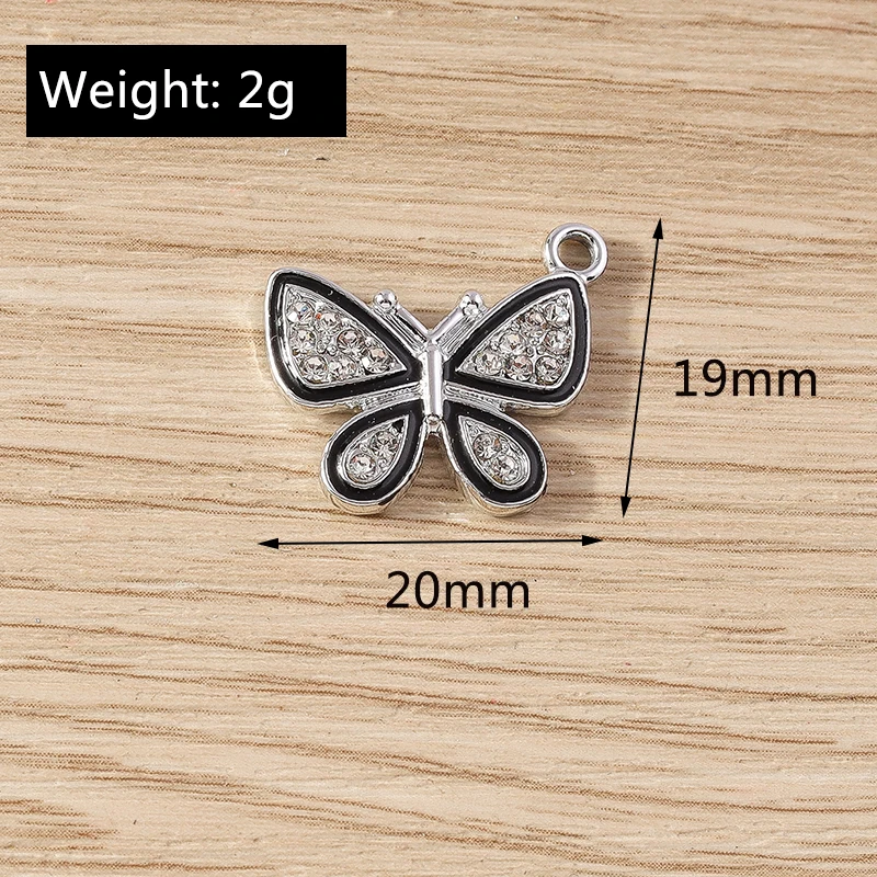 Tusember 10 Stück Vollbesetzte Strass-Ohrringe, Halsketten, Schlüsselanhänger, Anhänger, Schmetterlings-Charms, DIY Handgemachter Schmuck – Detail 3