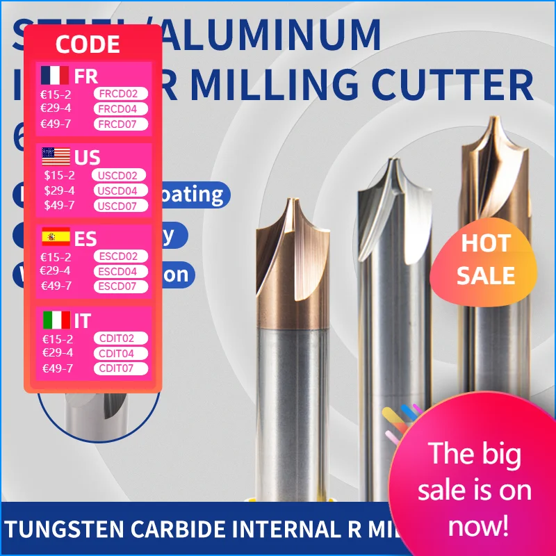 

1pcs/5pcs/10pcs HRC60 CNC Lathe Machining Turning Tool Steel With Inner R End Mill