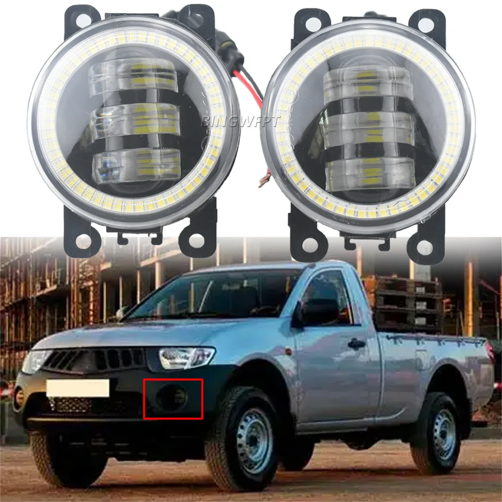 

2PCS Car LED Lens DRL Fog Driving Lamp H11 Angel Eye Fog Light For Mitsubishi L200 KB_T KA_T Pickup 2005-2012