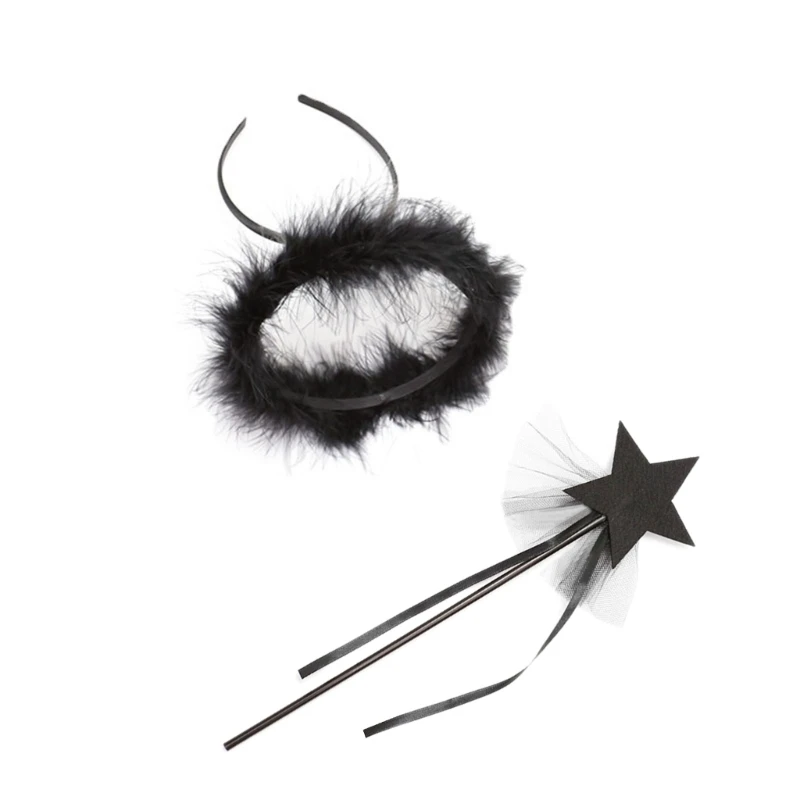 Hoofdband engelenvleugels toverstaf voor kinderen engel kostuum volwassen verenvleugels Halloween maskerade rol voor spel