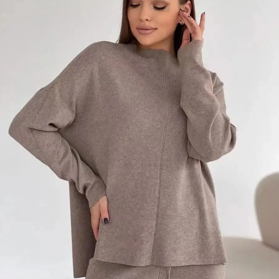 Ensemble pull et pantalon tricoté ample automne hiver Faion Ensemble Long Sve Crew Ne ensemble deux pièces vêtements décontractés confortables