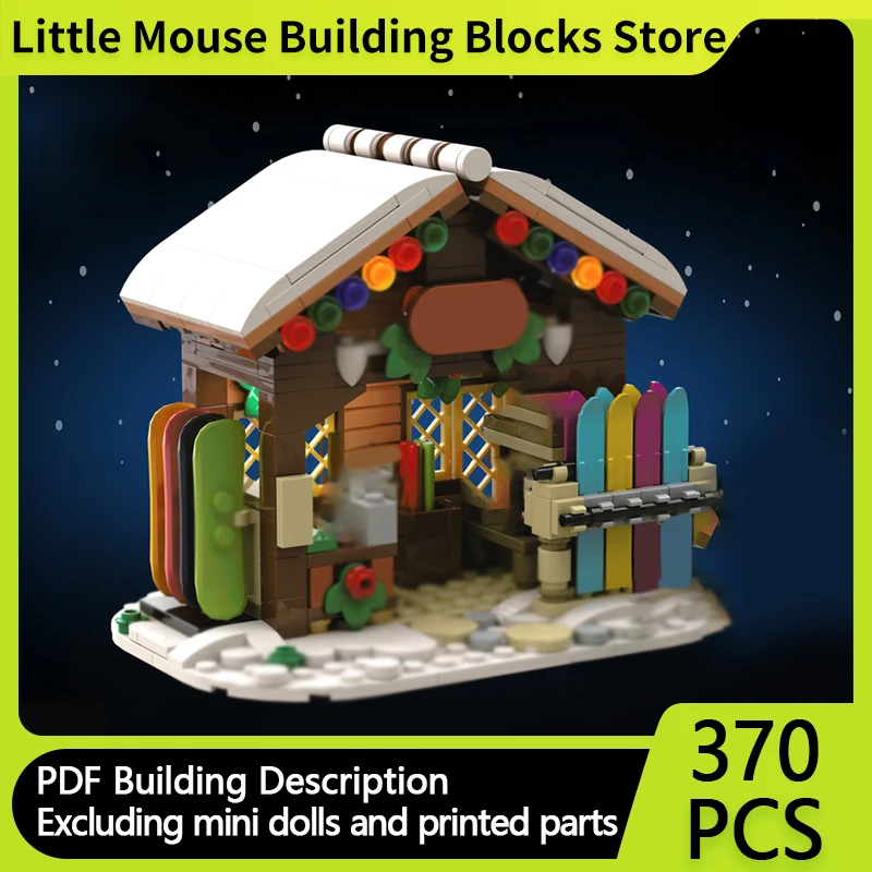 

City Street View Model MOC Building Bricks Christmas Skirental Shop Modular Technology Gifts Holiday Assemble Children Toys Suit