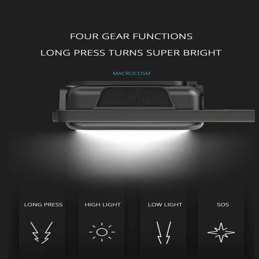 Portable Mini Super Bright COB Keychain Light 4 Lighting Modes Forwork Light Flashlight Charging Lamp Camping Lights with Magnet