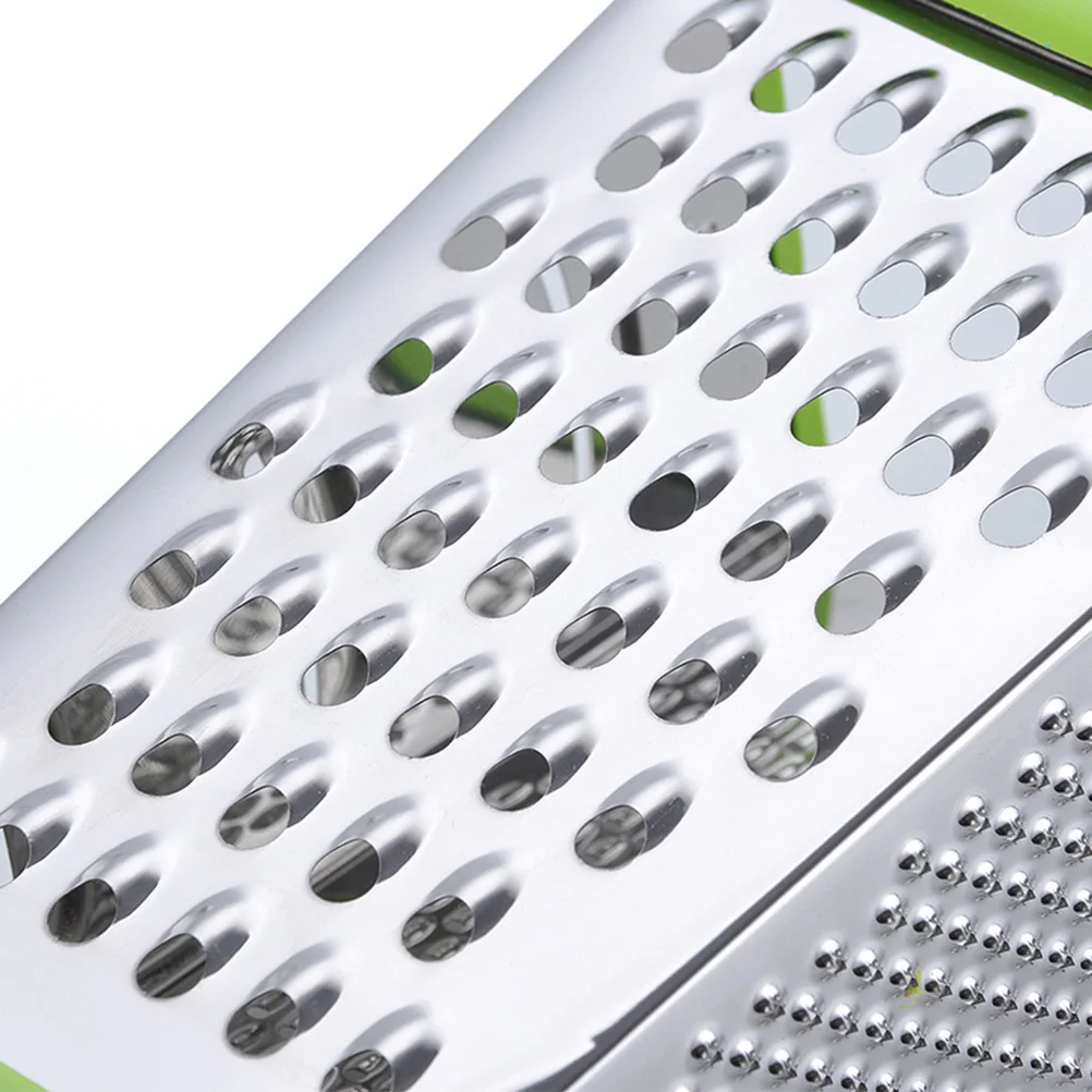 

Stainless Steel Grater Four-Sided Silver Green Quick Shredding Cucumber Carrot Potato Convenient Use Easy Clean Daily