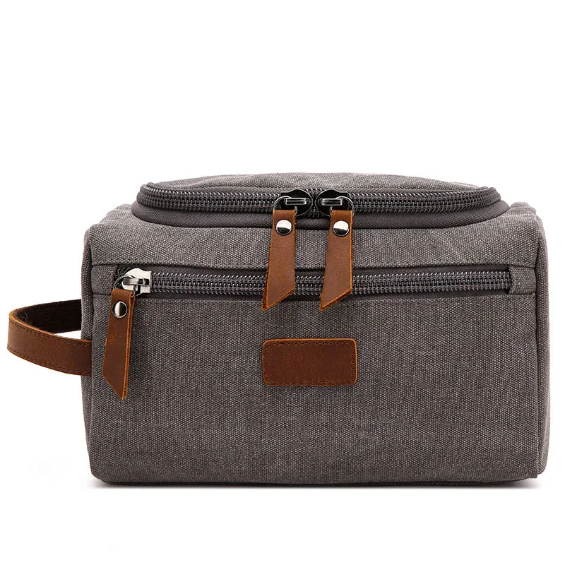 Durable Canvas Makeup Case Men\'s Hand Bag Pocket Female Wallet Keys Men Hand Purse Male Clutch Bag Zipper Toiletry Bag Wrist Bag