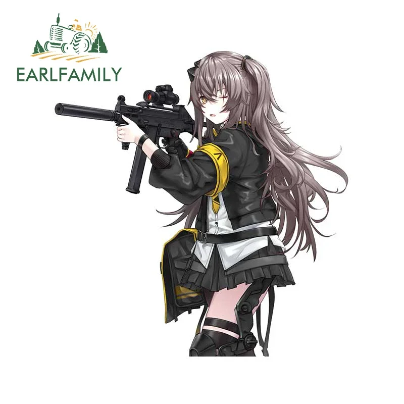 EARLFAMILY 13cm X 12.5cm UMP45 RV Anime Car Stickers Waterproof Car Refrigerators Decal Windows Surfboard Trunk DIY Decor