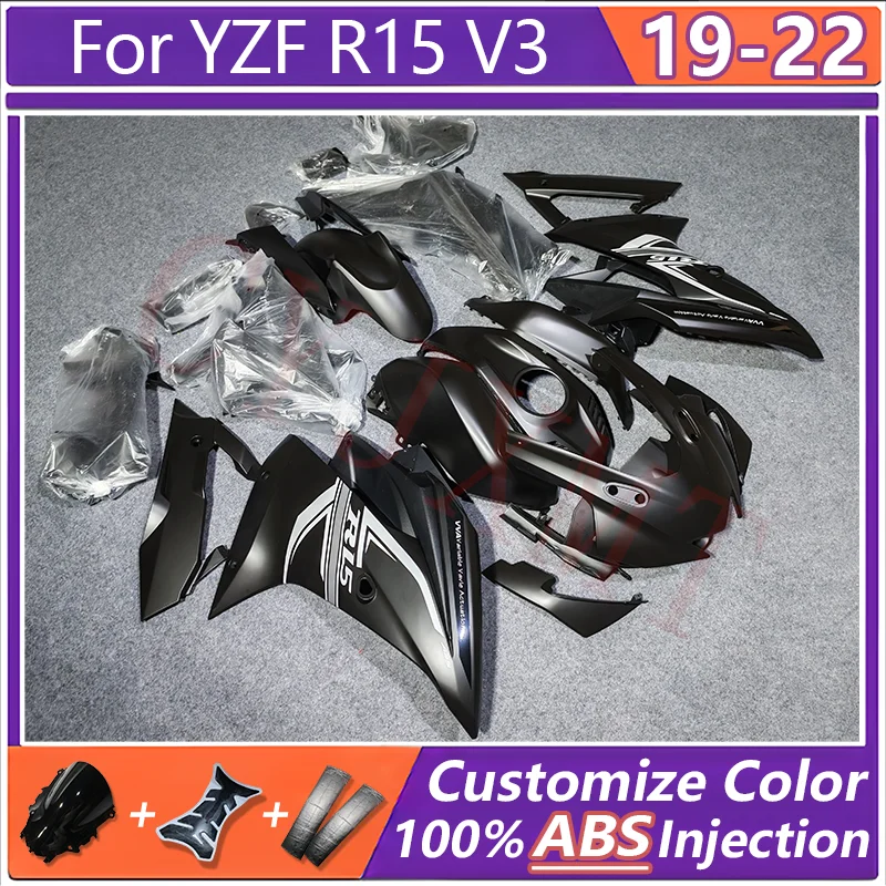 Motorcycle Fairing Kit for Yamaha YZFR15 V3 2019-2022 ABS Plastic Fairings YZF R15 R15V3 19 20 21 22 Matte Black Bodyframe Cover